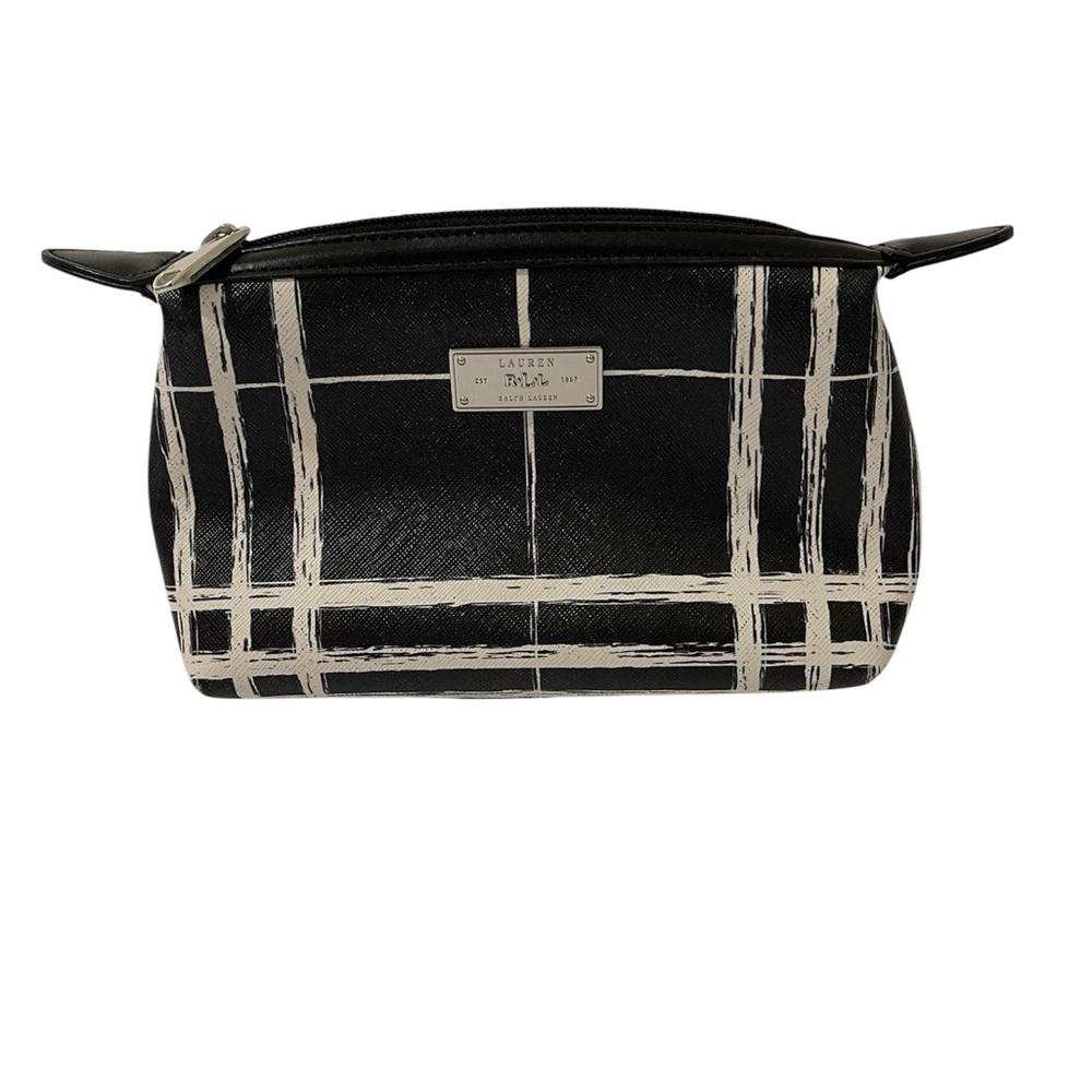 Lauren Ralph Lauren R.L.L. Black & White Plaid Cosmetic Make Up Bag - NWOT *